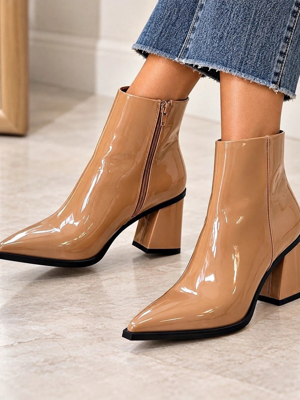 BP Patent Ankle Boots nude 9.5